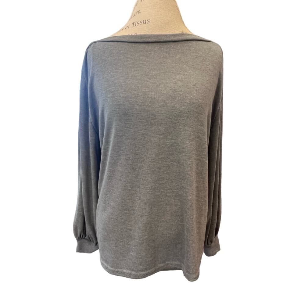 Amaryllis Women's Gray Plus Size Boat Neck Blouse Size 1X
